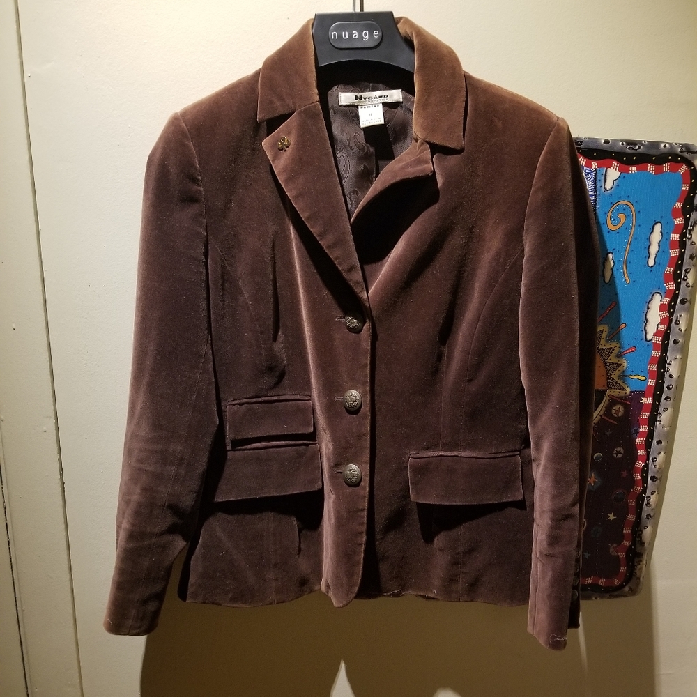 Women's NYGARD Brown Velvet Blazer (Size 8) - Picture 8 of 8
